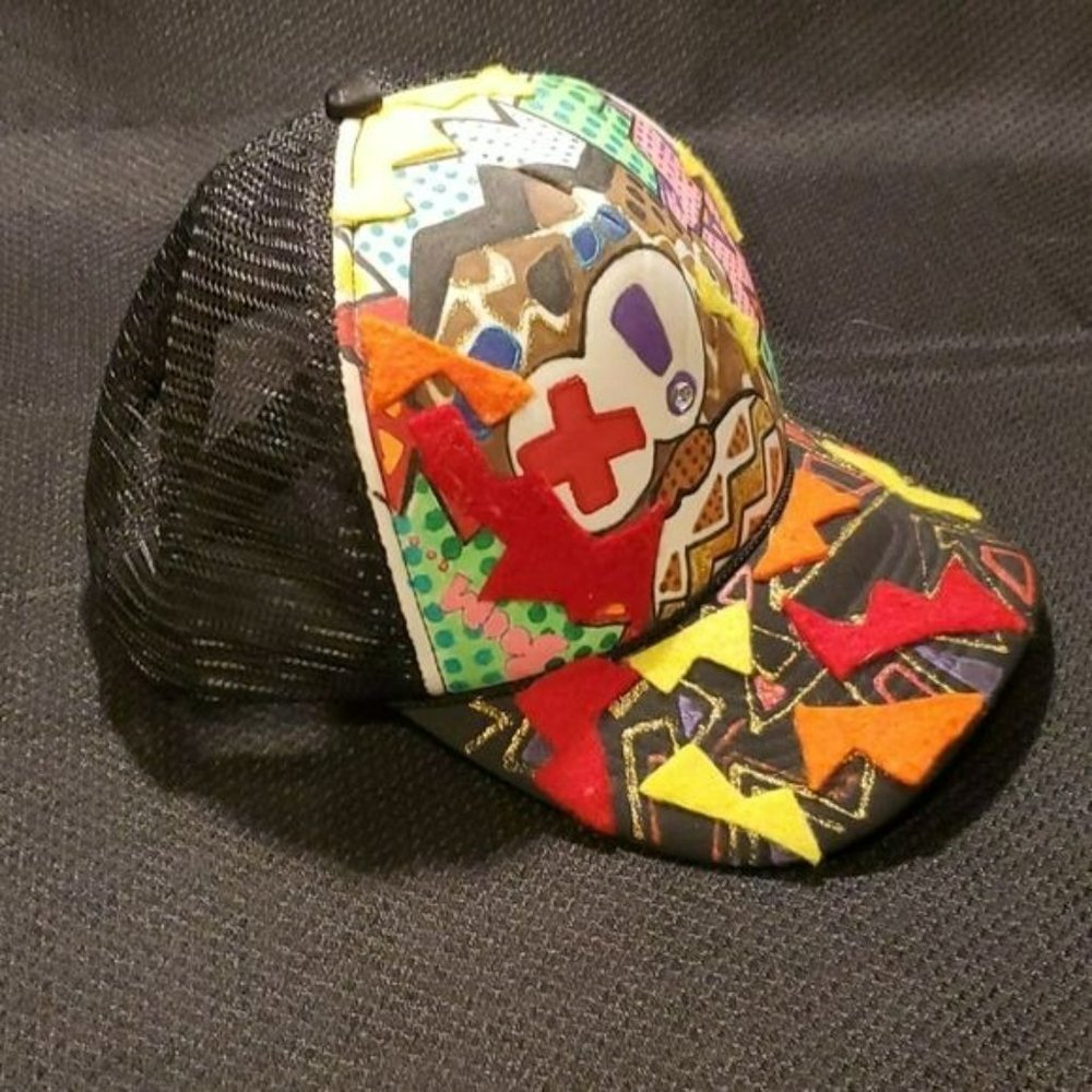 Trucker Hat, Custom Patchwork X! Euc - image 2